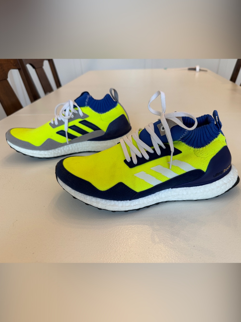 Adidas Ultraboost Mid Prototype Shoes Mens Size 8.5 Yellow Blue Running BD7399